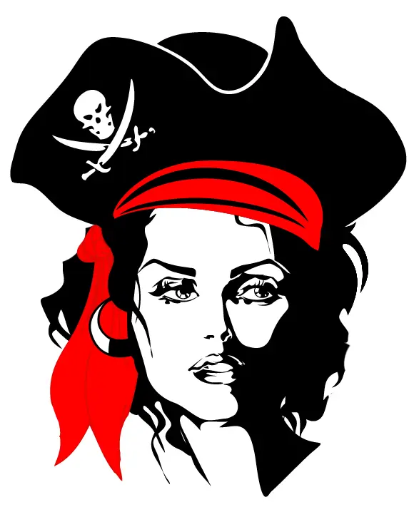 Pirate Woman with Hat and Red Bandana