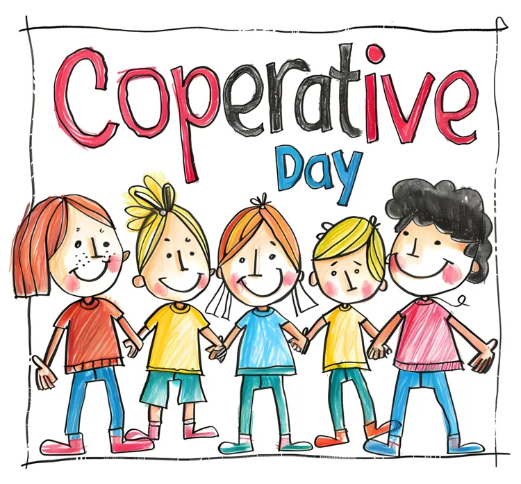 Colorful Co-operative Day Illustration