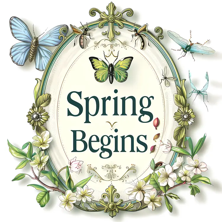 Spring Begins with Elegant Butterflies and Flowers