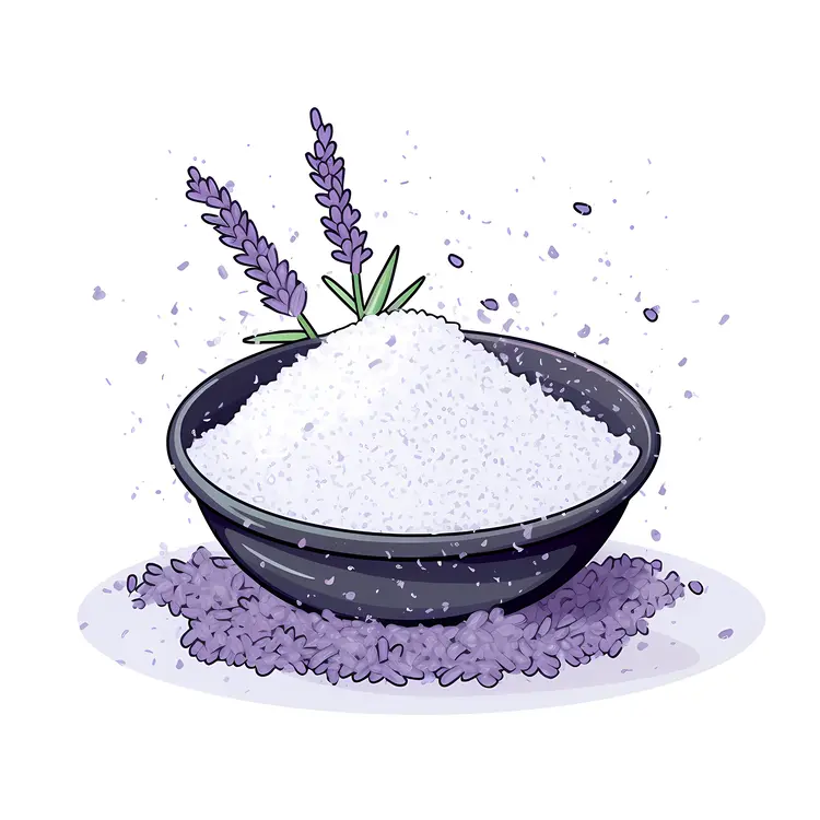 White Bath Salts with Lavender Flowers