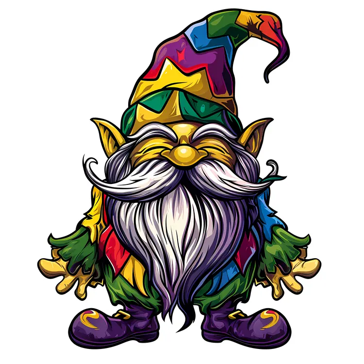 Gnome with Colorful Patchwork Hat