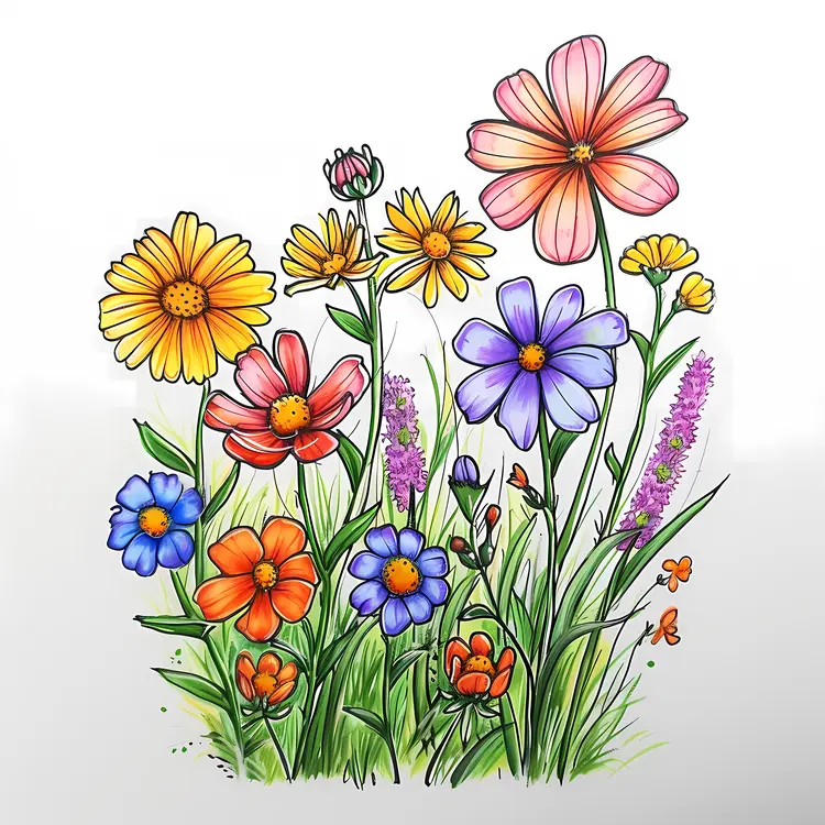 Colorful Flowers in a Garden