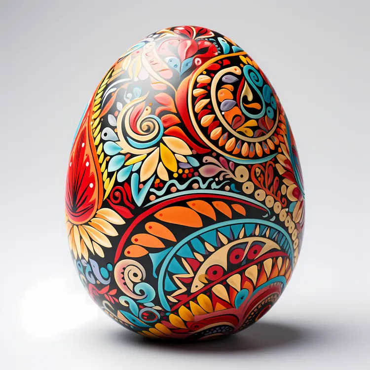 Colorful Decorated Egg with Intricate Patterns