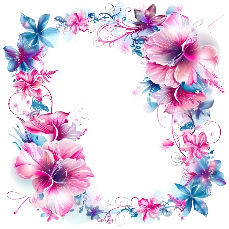 Colorful Floral Frame Illustration