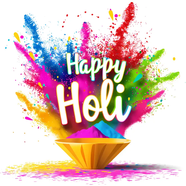 Vibrant Holi Colors in Bowl