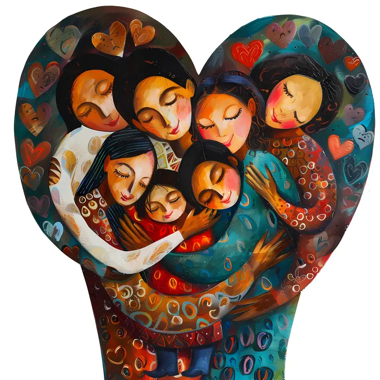 Family Hugging in Heart Shape