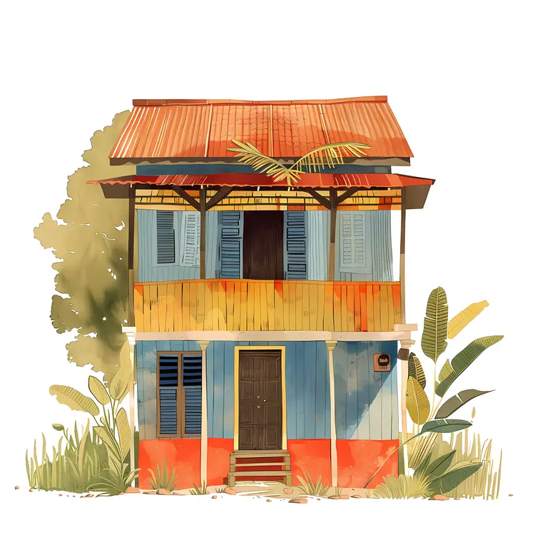 Colorful Two-Story House