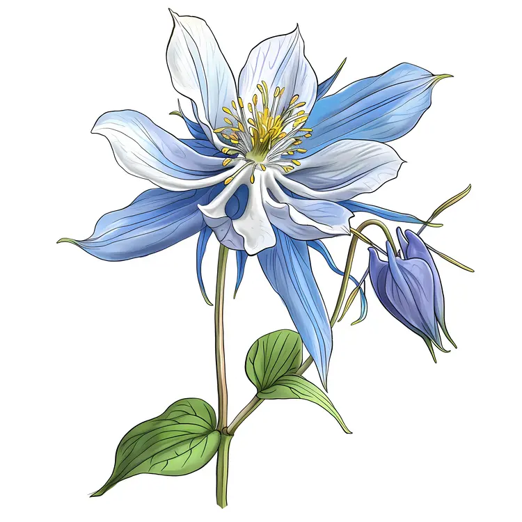 Blue and White Flower with Buds