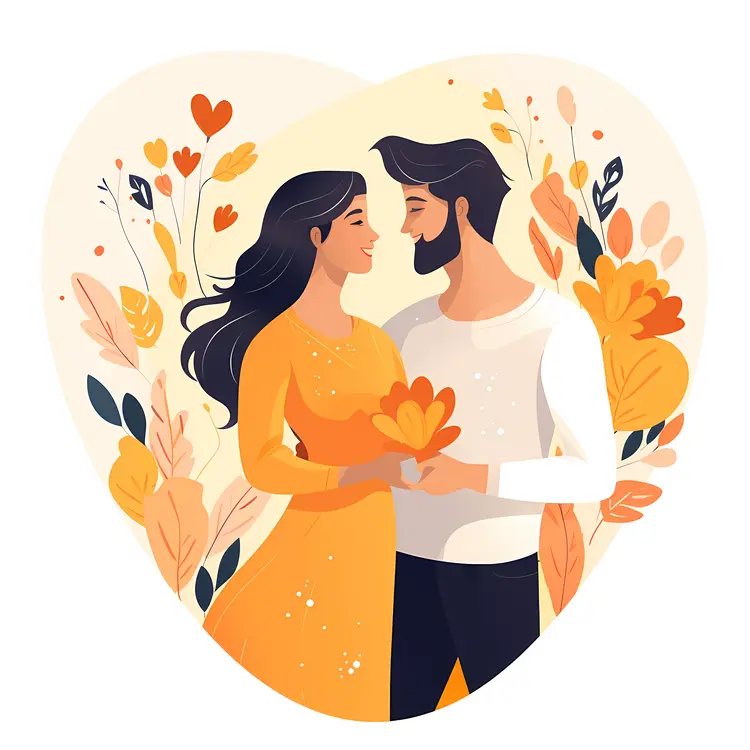 Couple in Love with Flowers
