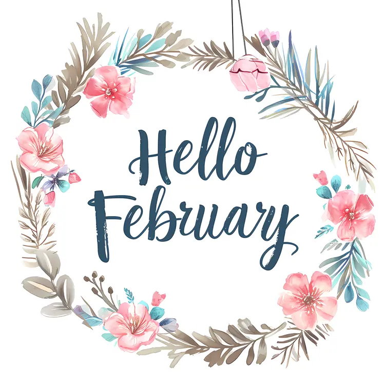 Hello February Pink Floral Wreath