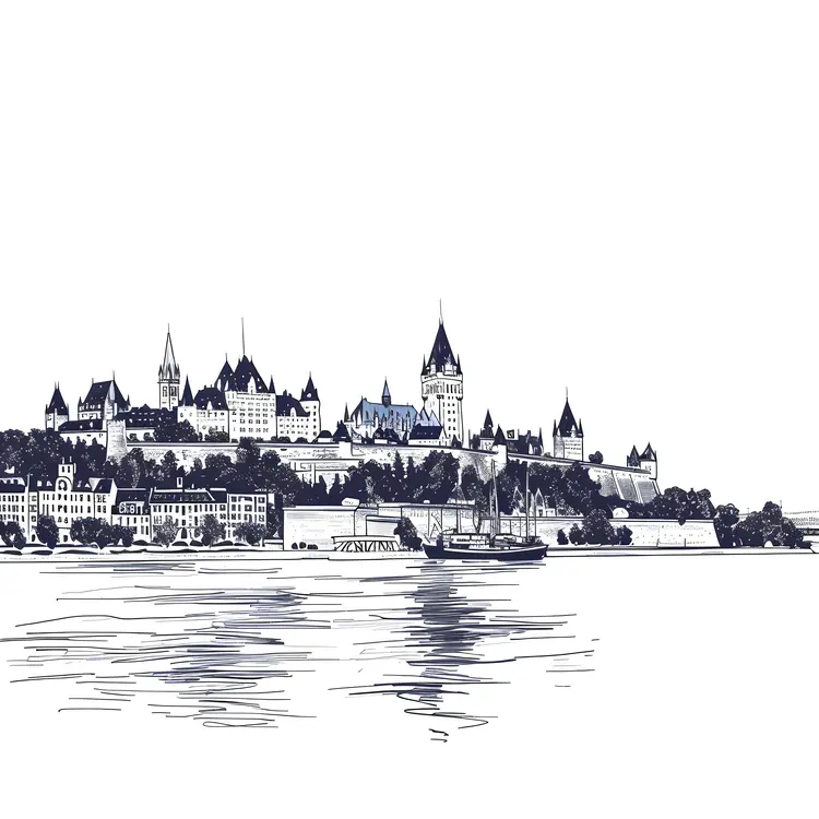Monochrome Cityscape Illustration
