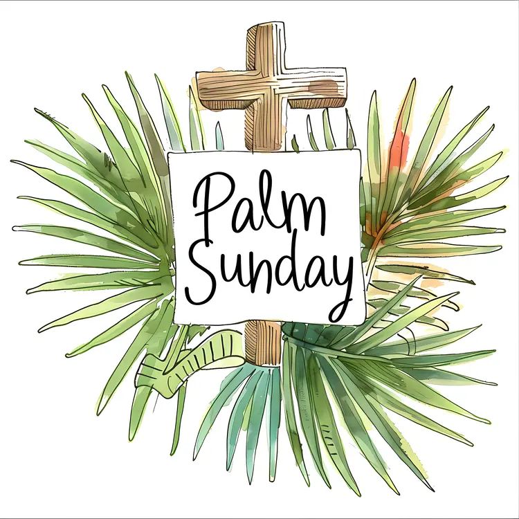 Palm Sunday Cross with Palm Leaves