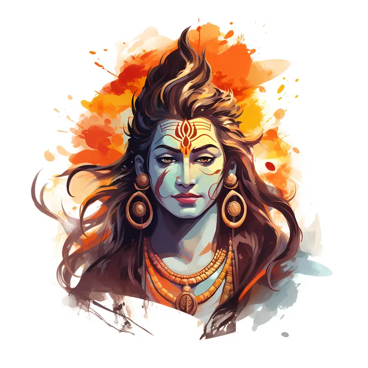 Shiva Illustration with Fiery Background