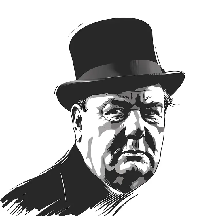 Black and White Portrait of Man in Hat