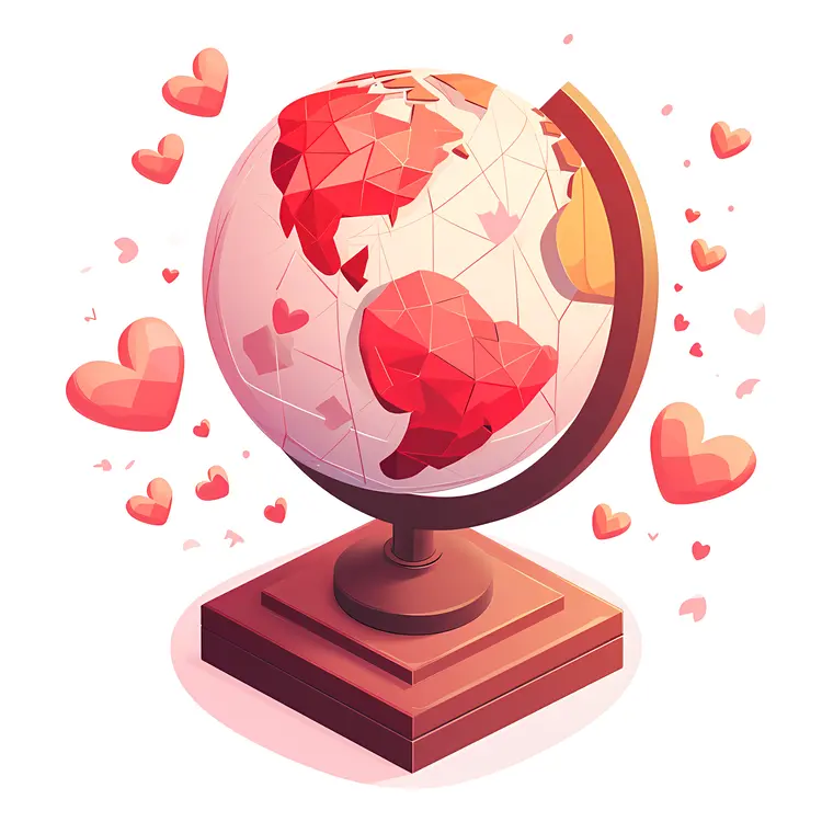 Red Globe with Hearts for Valentine's Day