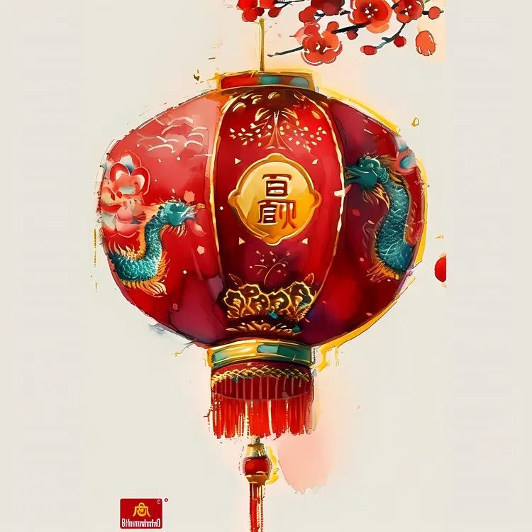 Red Lantern with Dragon Design