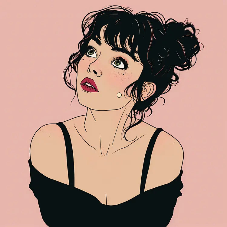 Pensive Woman Looking Up