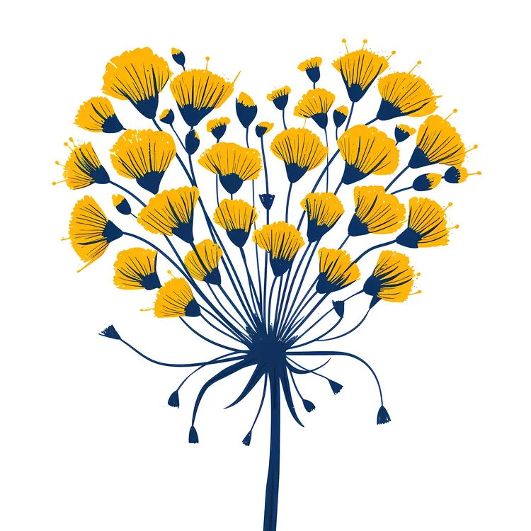 Yellow Heart-Shaped Flowers Illustration