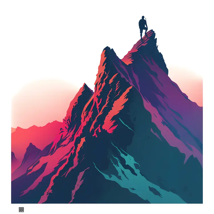 Mountain Climber on Colorful Peak