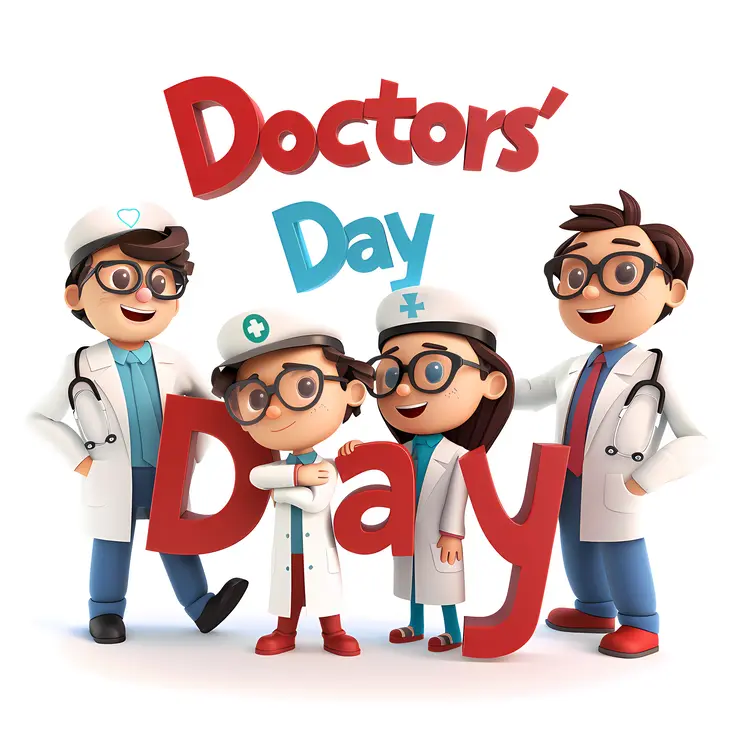 Doctors' Day Cartoon Family