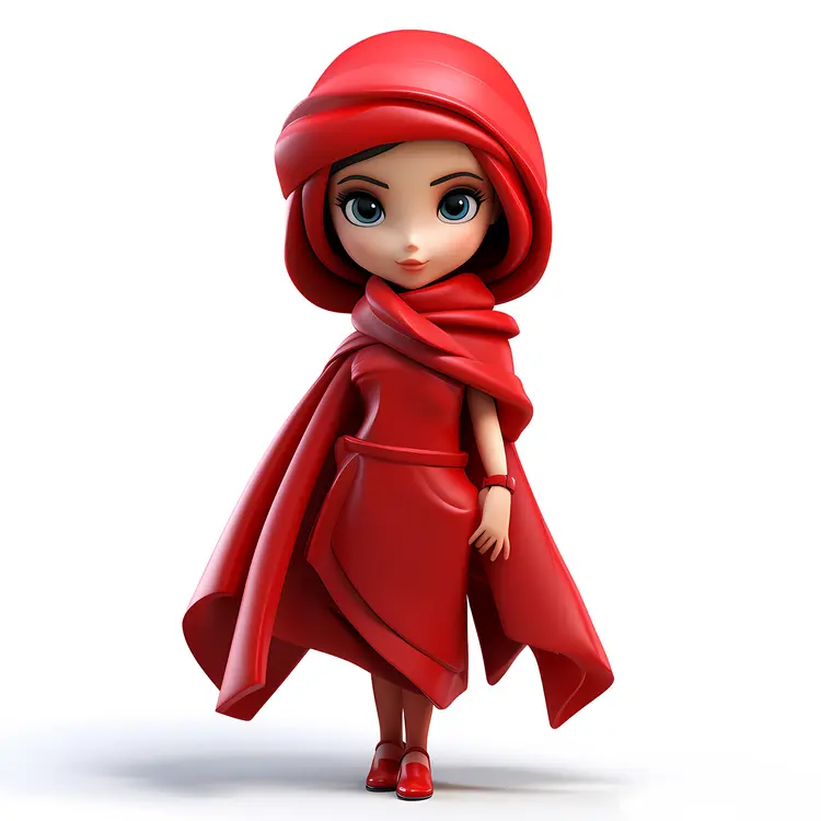 Cute Girl in Red Hood Cartoon