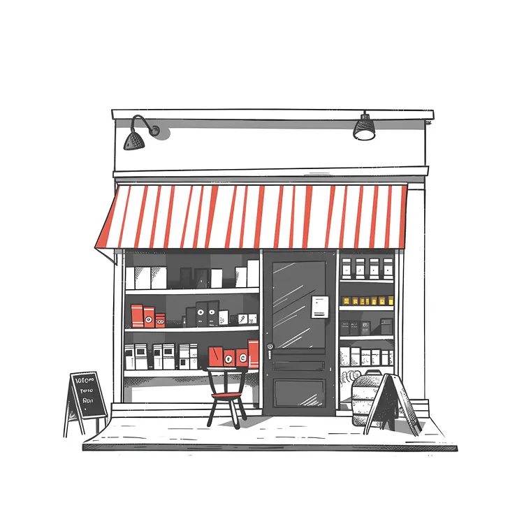 Small Bookstore with Red Awning