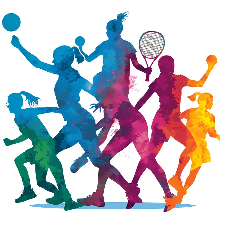 Colorful Silhouettes of Female Athletes