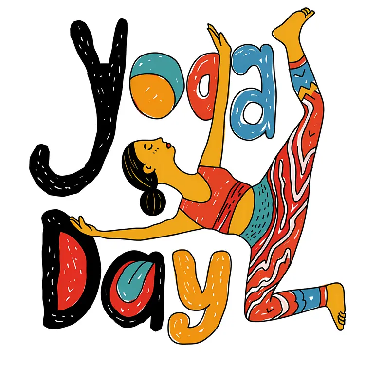 Yoga Day Illustration with Woman in Yoga Pose