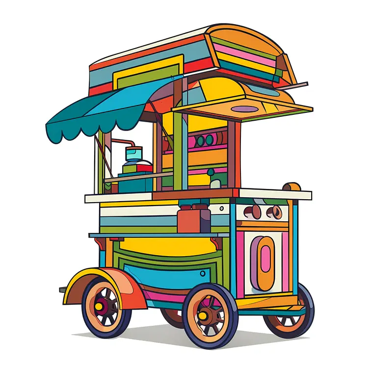 Colorful Food Cart for Street Food