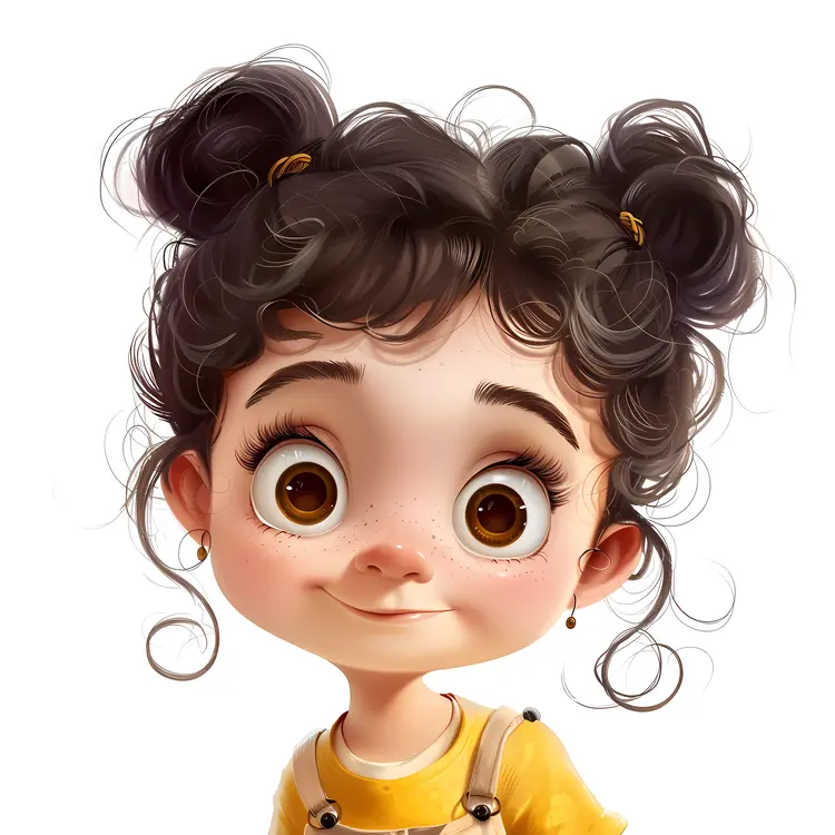 Happy Girl with Pigtails