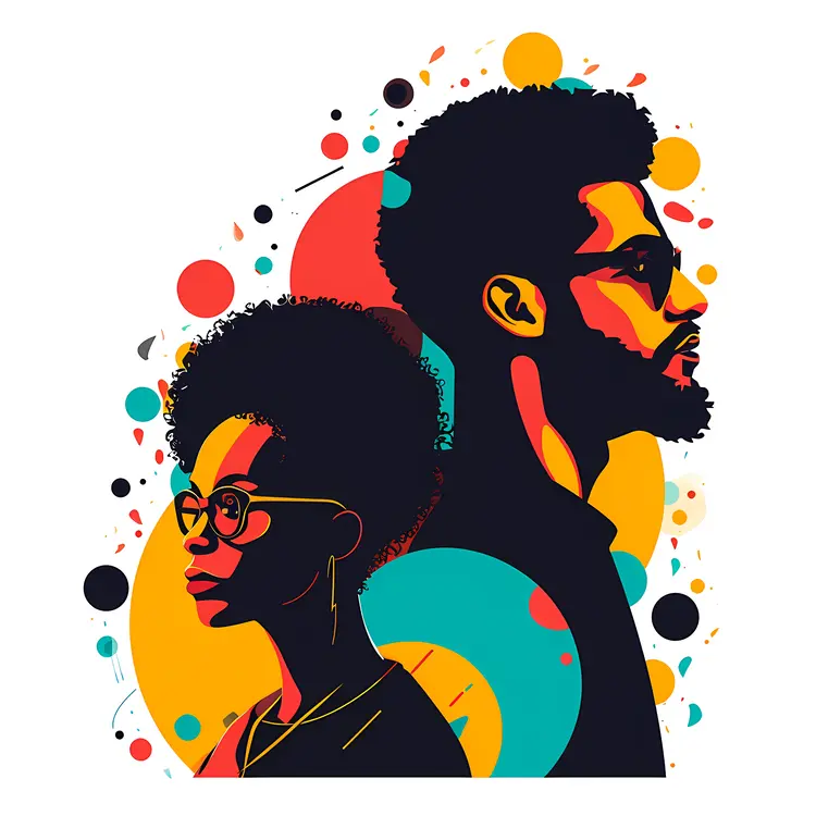 Colorful Portrait of a Man and Woman