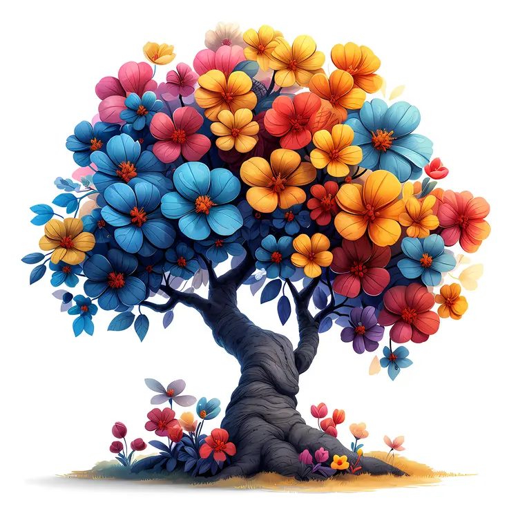 Colorful Flower Tree in Full Bloom