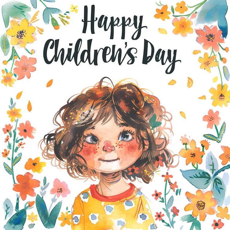 Happy Children's Day with Floral Background