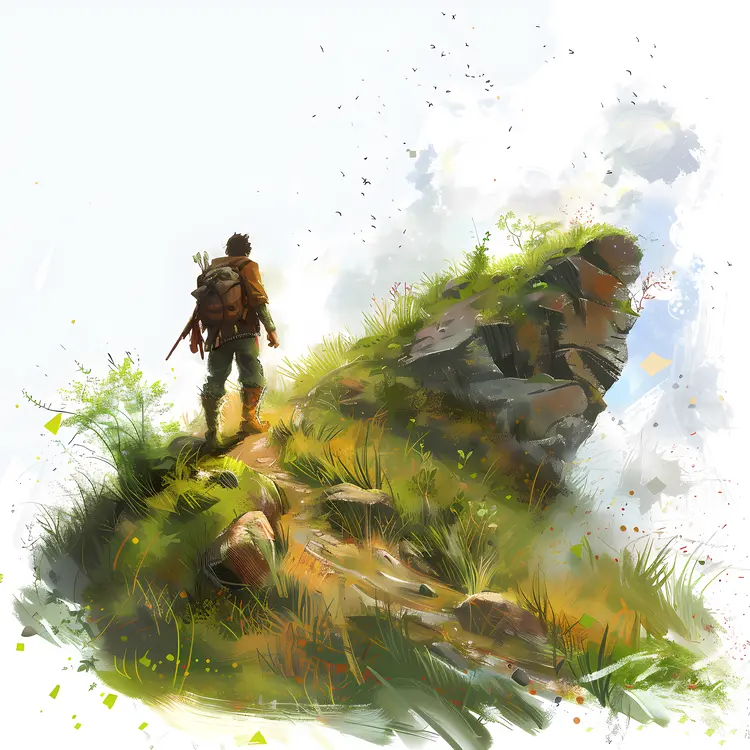 Solo Hiker on a Mountain Trail
