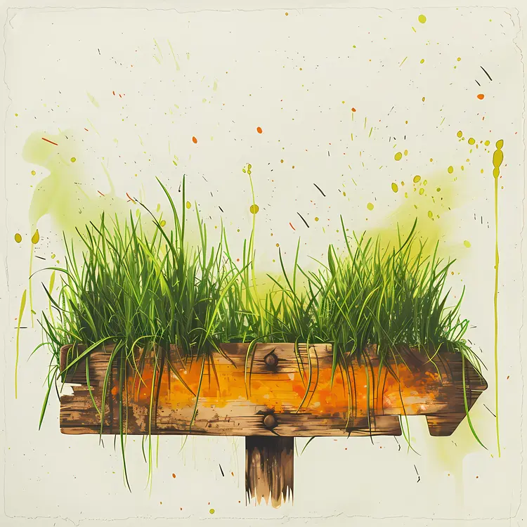 Wooden Grass Sign with Rustic Look