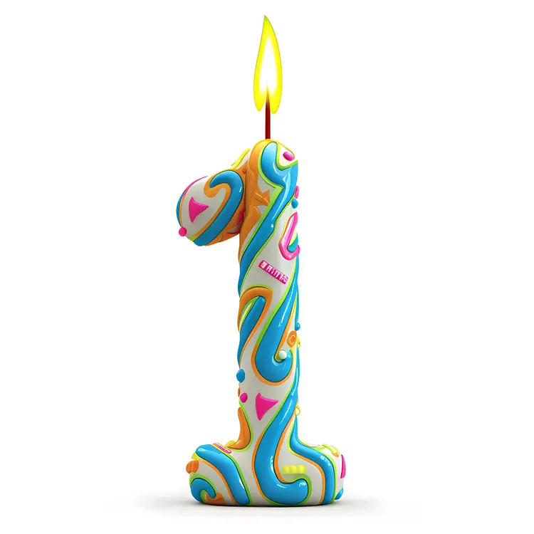 Colorful Number 1 Birthday Candle
