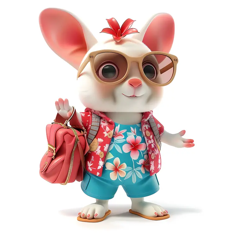 Cute Bunny in Summer Outfit