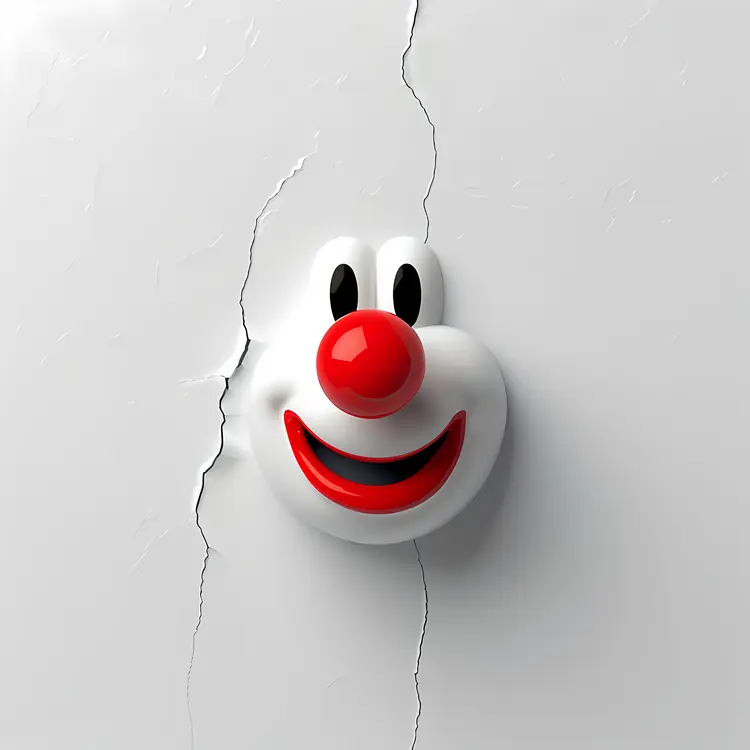 Clown Face Peeking Through Wall