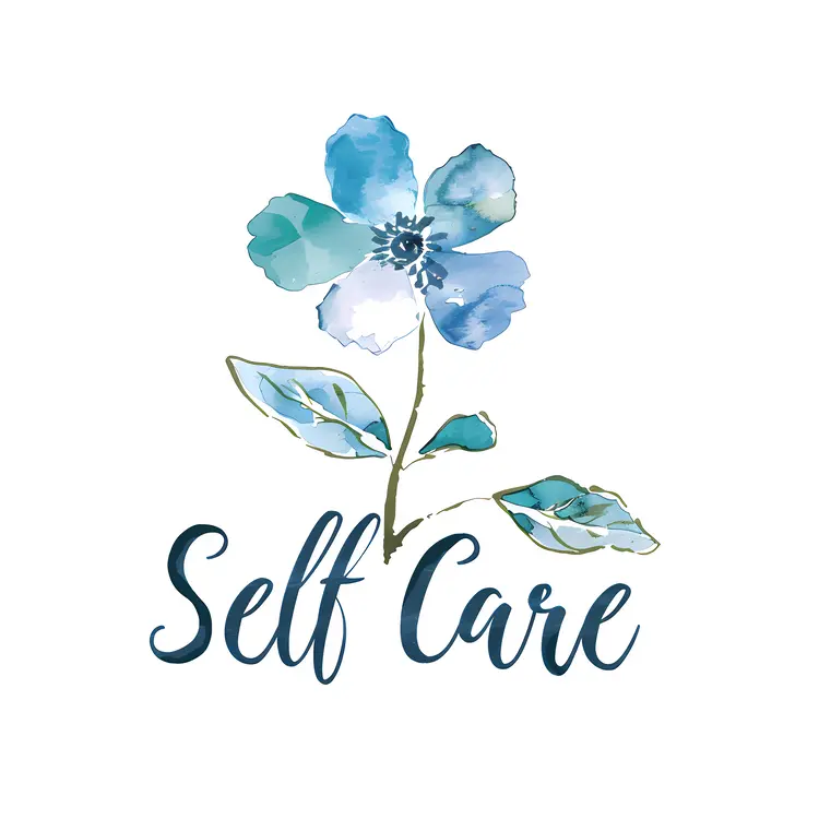 Blue Flower Self Care Illustration