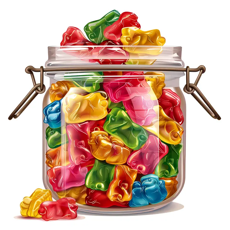 Jar of Colorful Gummy Bears