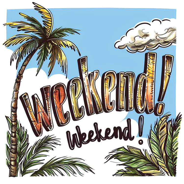 Fun Weekend Illustration with Palm Trees