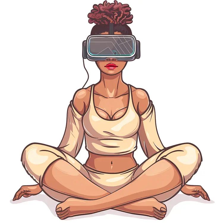 Woman Meditating with VR Headset