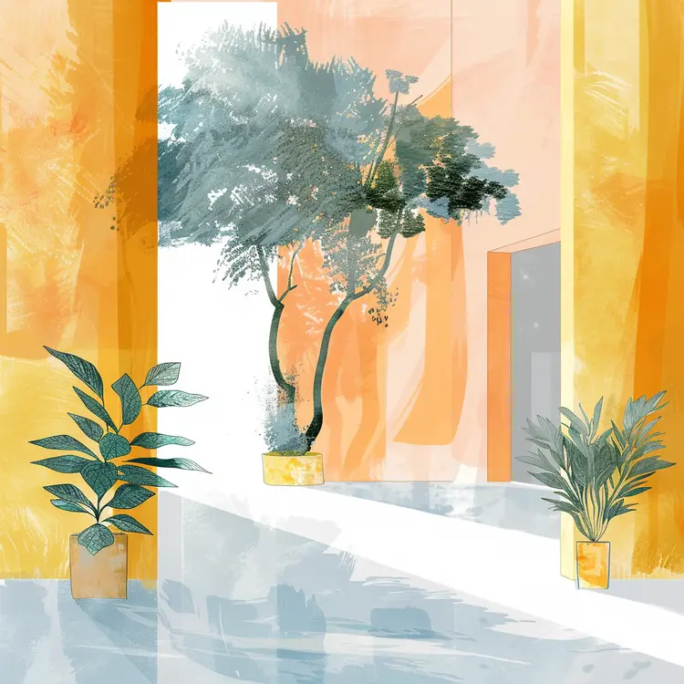 Indoor Plants in a Bright Room