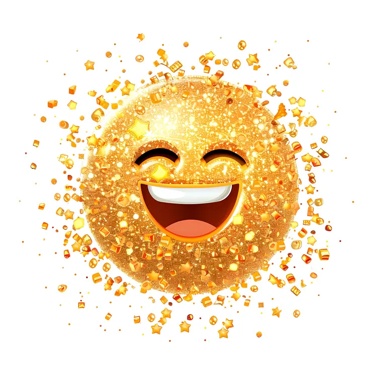 Sparkling Golden Smiley Face Emoji
