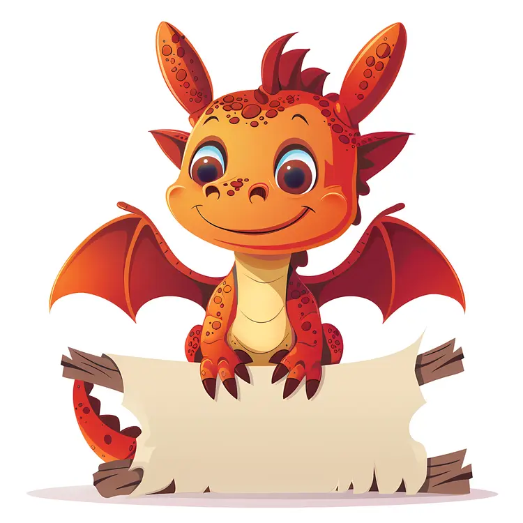 Adorable Red Dragon Cartoon