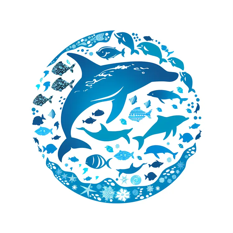 Dolphin and Marine Life Illustration