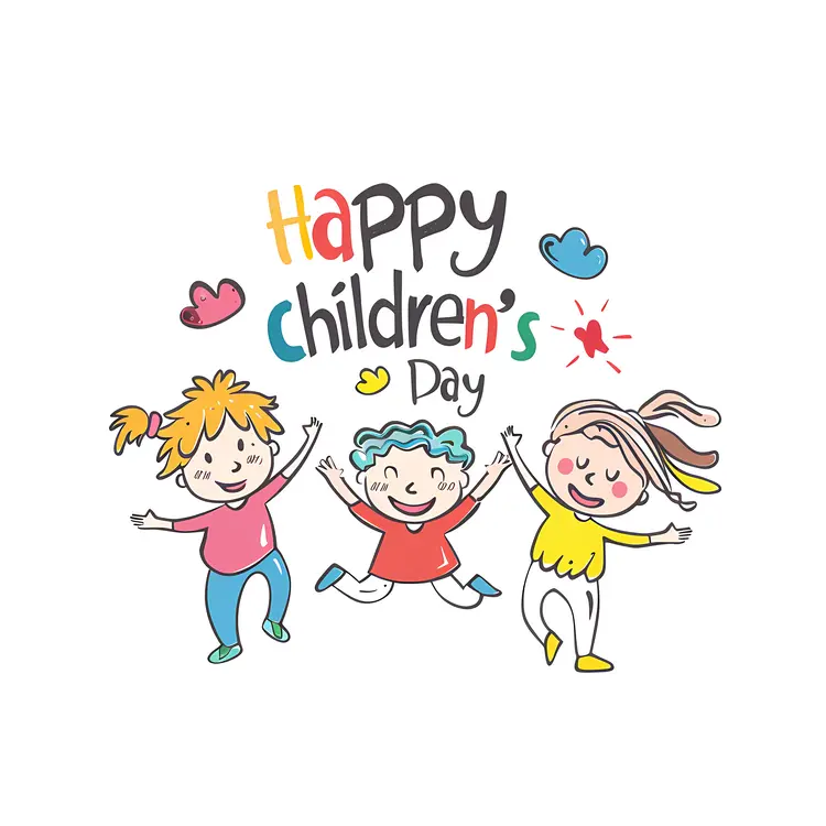 Happy Children's Day with Kids and Hearts
