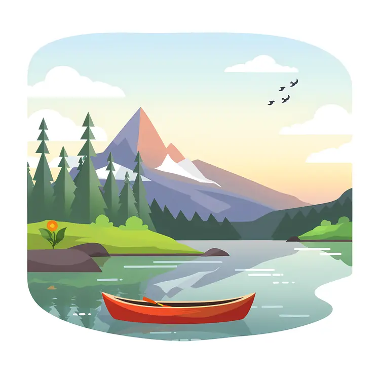 Serene Mountain Lake with Boat