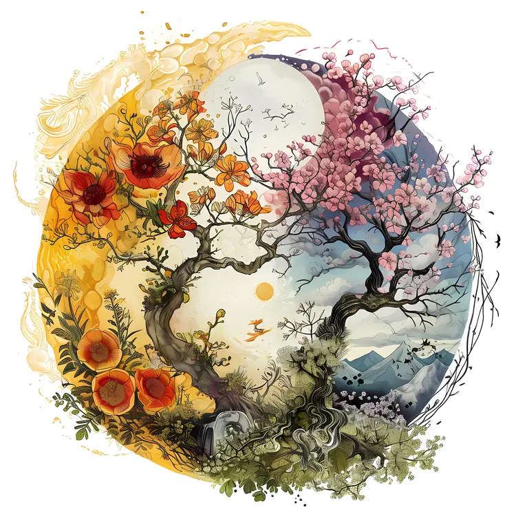 Tree Representing Day and Night during Equinox