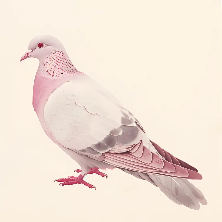 Pink and White Pigeon Illustration
